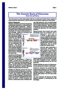 Volume 4, Issue 2  Page 2 The Genetic Basis of Glaucoma Part Two of Three