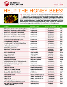 APRIL[removed]HELP THE HONEY BEES! L