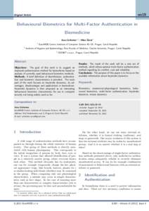 en19  Original Article Behavioural Biometrics for Multi-Factor Authentication in Biomedicine