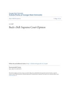 Georgia State University  ScholarWorks @ Georgia State University Buck v Bell Documents  College of Law