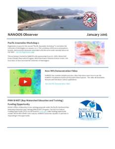 NANOOS Observer  January 2016 Pacific Anomalies Workshop 2 Registration is open for the second 