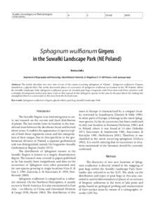 Studia Limnologica et Telmatologica 2 Sphagnum wulfianum Girgens in4 the Suwałki Landscape Park (NE55-60 Poland) (STUD LIM TEL)