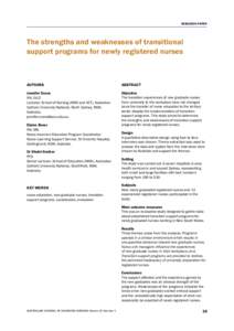 RESEARCH PAPER  The strengths and weaknesses of transitional support programs for newly registered nurses  Authors