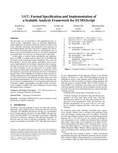 SAFE: Formal Specification and Implementation of a Scalable Analysis Framework for ECMAScript Hongki Lee Sooncheol Won