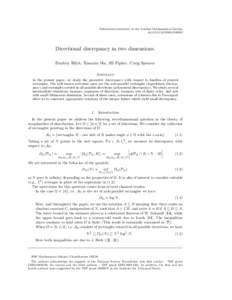 Submitted exclusively to the London Mathematical Society doi:Directional discrepancy in two dimensions. Dmitriy Bilyk, Xiaomin Ma, Jill Pipher, Craig Spencer Abstract