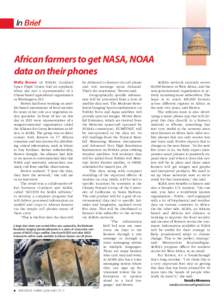 In Brief  African farmers to get NASA, NOAA data on their phones Molly Brown of NASA’s Goddard