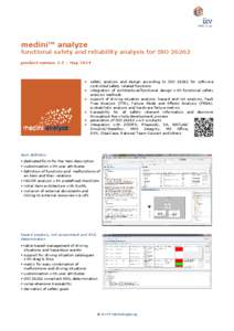 medini™ analyze functional safety and reliability analysis for ISO[removed]product version 2.5 – May 2014 safety analysis and design according to ISO[removed]for software controlled safety related functions