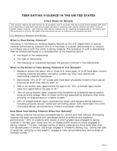 Teen Dating in the United States Fact Sheet August 26, 2013 (PDF)
