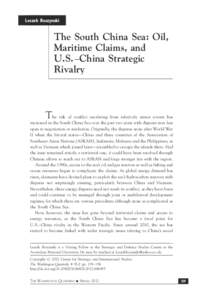 The South China Sea: Oil, Maritime Claims, and U.S.–China Strategic Rivalry - Spring 2012