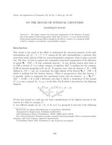 Theory and Applications of Categories, Vol. 28, No. 5, 2013, pp. 150–165.  ON THE MONAD OF INTERNAL GROUPOIDS DOMINIQUE BOURN Abstract. We deeply analyse the structural organisation of the fibration of points and of th