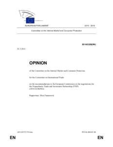 EUROPEAN PARLIAMENTCommittee on the Internal Market and Consumer Protection