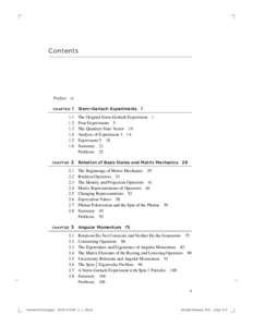 Contents  Preface xi CHAPTER  1 Stern–Gerlach Experiments 1