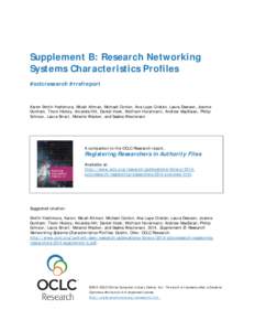 Supplement B: Research Networking Systems Characteristics Profiles