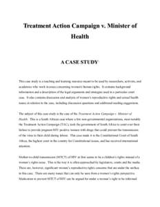 Treatment Action Campaign v. Minister of Health A CASE STUDY  1
