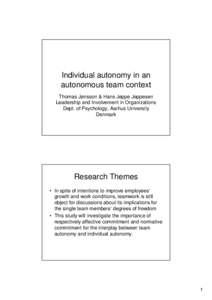 Individual autonomy in an autonomous team context