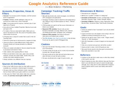 Google Analytics Reference Guide from Blast Analytics & Marketing Accounts, Properties, Views & Filters