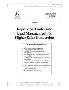 ASTRA Marketplace Improving Tradeshow Lead Management for Higher Sales Conversion Webinar Workbook Present  Improving Tradeshow