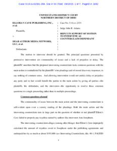 Case: 5:14-cvJRA Doc #: 53 Filed: of 7. PageID #: 1082  UNITED STATES DISTRICT COURT NORTHERN DISTRICT OF OHIO ELLORA’S CAVE PUBLISHING, INC., et al.