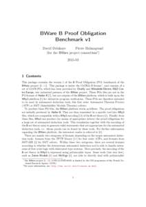BWare B Proof Obligation Benchmark v1 David Delahaye Pierre Halmagrand (for the BWare project consortium∗) 