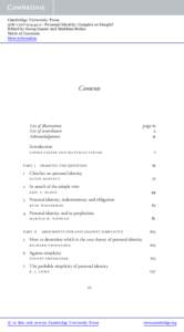 Cambridge University Press[removed]2 - Personal Identity: Complex or Simple? Edited by Georg Gasser and Matthias Stefan Table of Contents More information