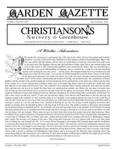 November - December 2010	  John Christianson, Editor N u r s e r y & Greenhouse
