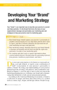 Developing Your ‘Brand’ and Marketing Strategy