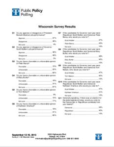 Wisconsin Survey Results Q1 Do you approve or disapprove of President Barack Obama’s job performance?