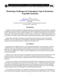 Marketing Challenges for Emerging Crops in Kentucky: Vegetable Soybeans