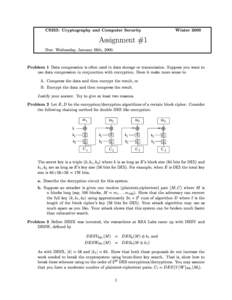 CS255: Cryptography and Computer Security  Winter 2000 Assignment #1