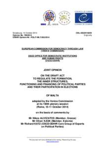 Strasbourg, 14 October 2014 Opinion NoODIHR Opinion-Nr.: POLIT-MLTCDL-ADEngl.only