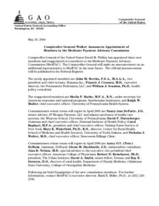 David M. Walker / Government / Health / Economy of the United States / Independent Payment Advisory Board / Healthcare reform in the United States / Medicare Payment Advisory Commission / Medicare