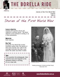 Stories of the First World War English Year 8 Stories of the First World War Lesson objective