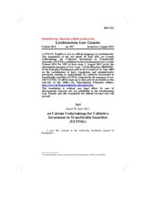 UNOFFICIAL TRANSLATION (V20111219) Liechtenstein Law Gazette Volume 2011