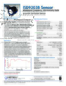 ISD9203B Sensor  Wideband Frequency, Intrinsically Safe Acoustic Emission Sensor Description and Features