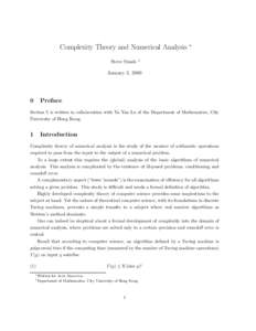 Complexity Theory and Numerical Analysis Steve Smale ∗  †