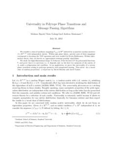 Universality in Polytope Phase Transitions and Message Passing Algorithms Mohsen Bayati∗, Marc Lelarge†and Andrea Montanari ‡