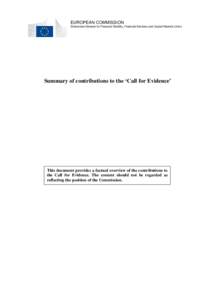 Summary of contributions to the Call for evidence: EU regulatory framework for financial services