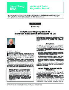 Antitrust & Trade Regulation Report™ Reproduced with permission from Antitrust & Trade Regulation Report, 107 ATRR 198, [removed]Copyright 姝 2014 by The Bureau of National Affairs, Inc[removed]http://www.b