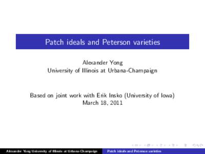 Patch ideals and Peterson varieties