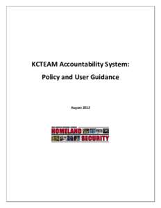 KCTEAM Accountability System: Policy and User Guidance August 2012  KCTEAM Accountability System