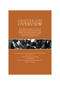 CHAPTER ONE  OVERVIEW This chapter provides an overview of Defence and its performance during[removed]The chapter includes a review
