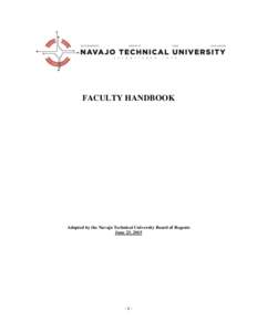 FACULTY HANDBOOK  Adopted by the Navajo Technical University Board of Regents June 23, -