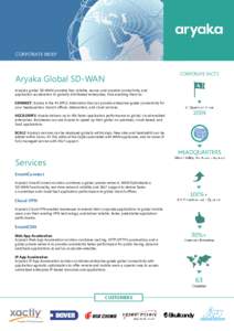 CORPORATE BRIEF  CORPORATE FACTS Aryaka Global SD-WAN Aryaka’s global SD-WAN provides fast, reliable, secure, and scalable connectivity, and