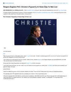Gov. Chris Christie’s Popularity At Home Dips To New Low: Poll « CBS New York
