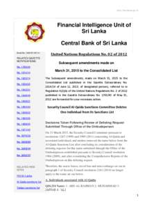 http://fiusrilanka.gov.lk  Financial Intelligence Unit of Sri Lanka Central Bank of Sri Lanka Email No. UNSCR1267/41