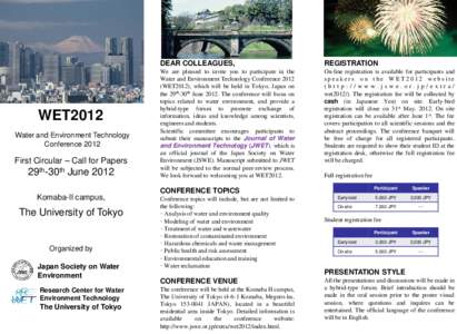 WET2012 Water and Environment Technology Conference 2012 First Circular – Call for Papers