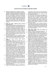General Terms and Conditions of Sale (Date: 1