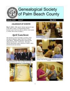 Genealogical Society of Palm Beach County Volume XXXII Issue 5