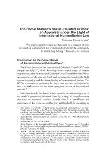 The Rome Statute’s Sexual Related Crimes: an Appraisal under the Light of International Humanitarian Law