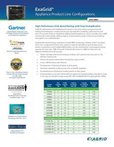 ExaGrid®  Appliance Product Line Configurations DATA SHEET  High Performance Disk-Based Backup with Data Deduplication